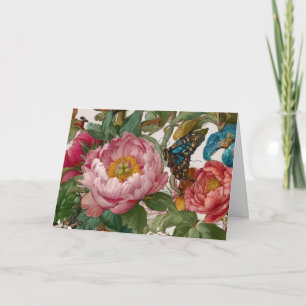 Stunning Bold Floral Design Butterfly and Peonies Thank You Card
