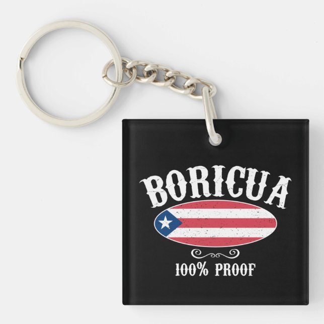 Stunning Boricua Puerto Rico 100%  Key Ring (Front)