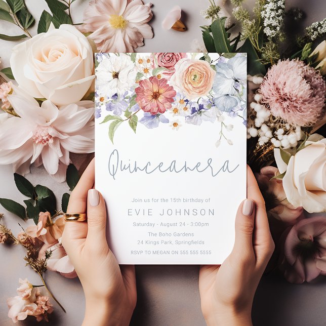 Stunning Botanical Floral Arch Quinceanera Party Invitation (Creator Uploaded)