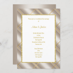 STUNNING BRONZE METALLIC WEDDING  INVITATION