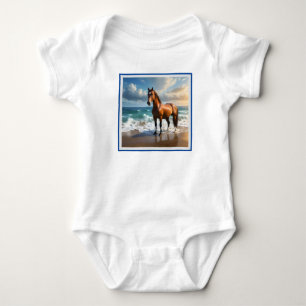 Stunning Brown Horse On The Beach, Baby Bodysuit