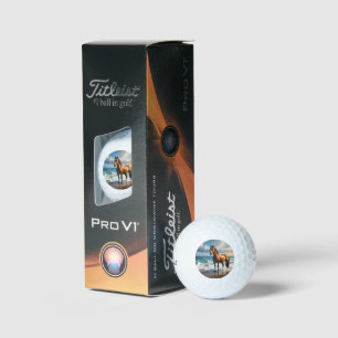 Stunning Brown Horse On The Beach, Golf Balls