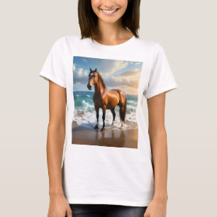 Stunning Brown Horse On The Beach, T-Shirt