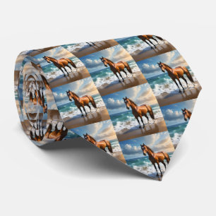 Stunning Brown Horse On The Beach, Tie