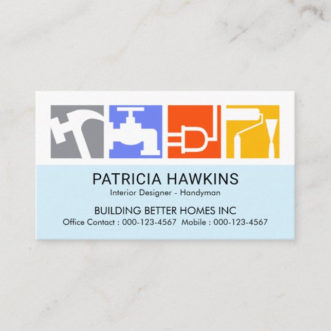Stunning Builder Service Icon Logo Business Card (Front)