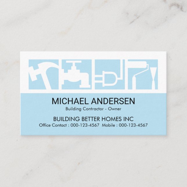 Stunning Builders Service Icon Logo Business Card (Front)