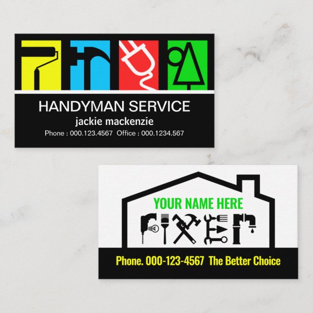 Stunning Builders Service Logo Construction Business Card (Front/Back)