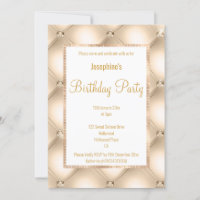 STUNNING CHAMPAGNE QUILTED & GOLD CUSTOM BIRTHDAY 