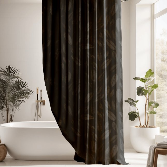 Stunning Charcoal & Black Leaf Pattern Shower Curtain (Creator Uploaded)
