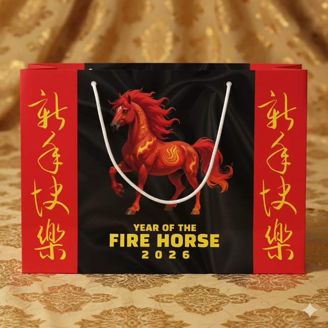 Stunning Chinese Year of the Fire Horse 2026 Large Gift Bag (Year of the Fire Horse 2026 Large Gift Bag Cover Photo 1)