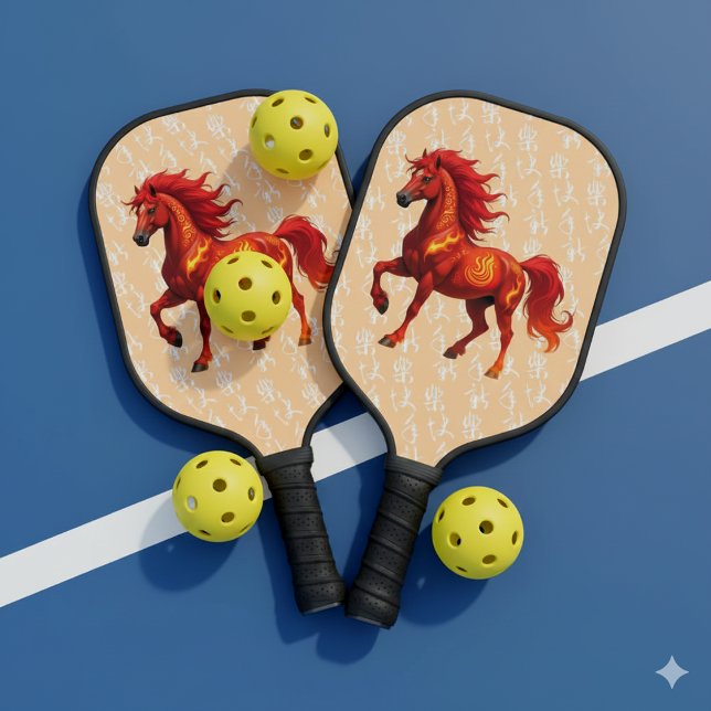 Stunning Chinese Year of the Fire Horse 2026 Pickleball Paddle (Festive Chinese New Year of the Fire Horse 2026 Pickleball Paddles Cover Photo)