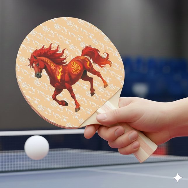 Stunning Chinese Year of the Fire Horse 2026 Ping Pong Paddle (Stunning Year of the Fire Horse 2026 Table Tennis Paddle Cover Photo)