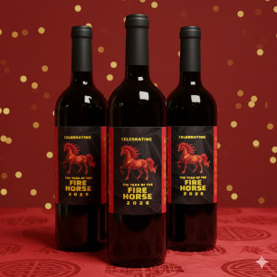 Stunning Chinese Year of the Fire Horse 2026 Wine Label