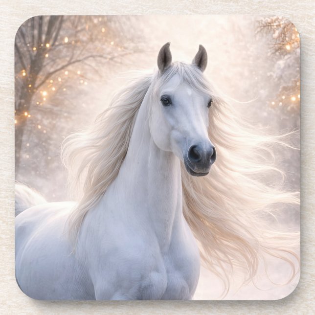 Stunning Christmas Horse in Snow Coaster (Front)