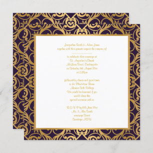 STUNNING CLASSIC BLACK GOLD WEDDING INVITATION