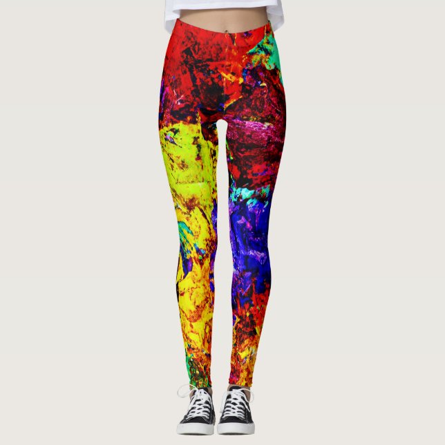 Stunning Colourful Abstract Pattern Leggings (Front)