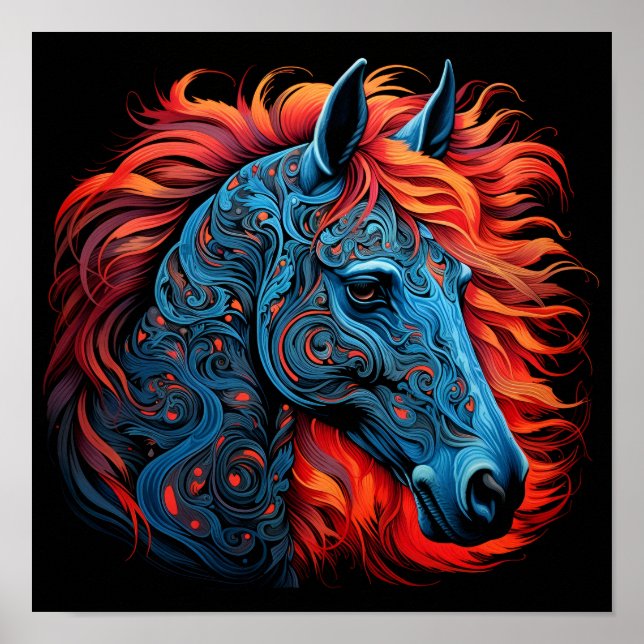 Stunning colourful Arabian horse poster (Front)