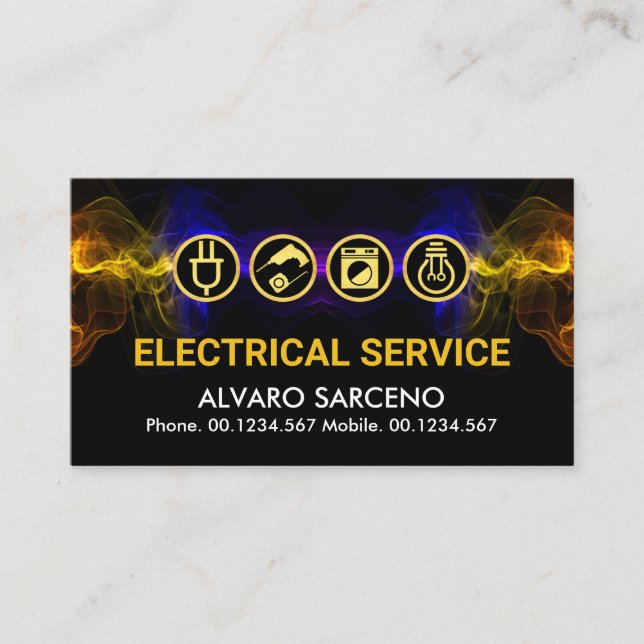 Stunning Colourful Electrical Lightning Electricia Business Card (Front)