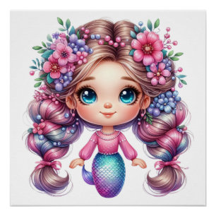 Stunning, Colourful Mermaid Poster