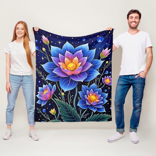Stunning Cosmic Floral Dreams Design Fleece Blanket (In Situ)