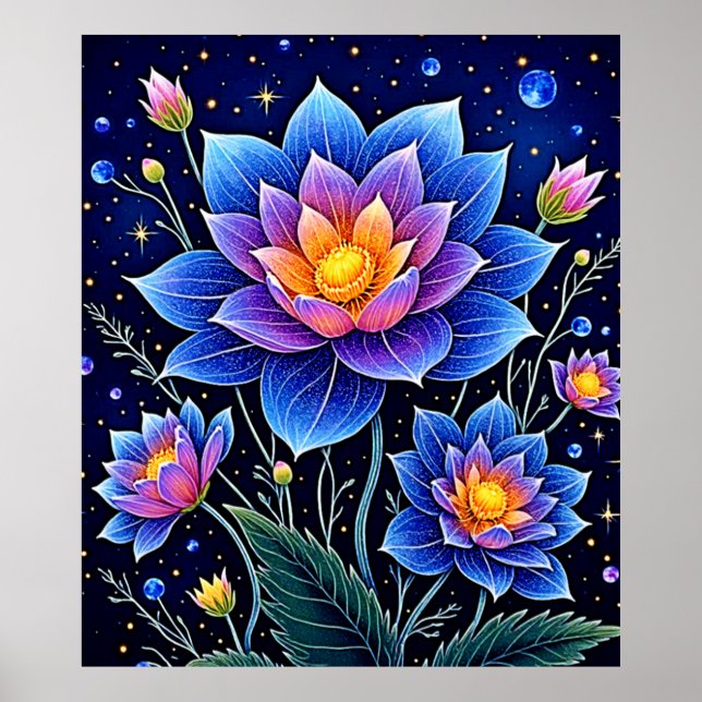 Stunning Cosmic Floral Dreams Design Poster (Front)