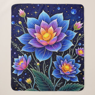 Stunning Cosmic Floral Dreams Design Sherpa Blanket