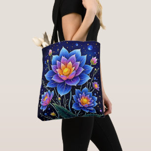 Stunning Cosmic Floral Dreams Design Tote Bag