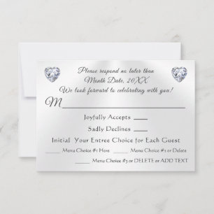 Stunning Customise Wedding, RSVP with Meal Choice Invitation