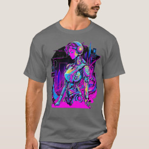 Stunning Cyborg Female AI Human Interface Fusion T-Shirt