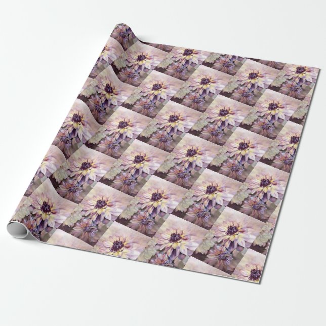 Stunning Dahlia Flowers Wrapping Paper (Unrolled)