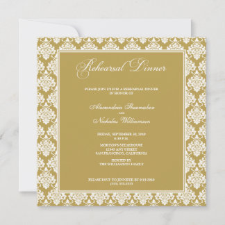 Stunning Damask Rehearsal Dinner Invite (gold)