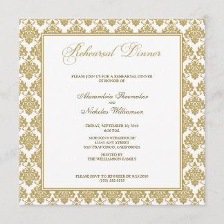 Stunning Damask Rehearsal Dinner Invite (gold)