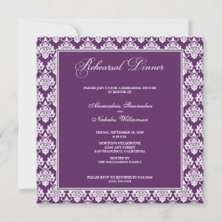 Stunning Damask Rehearsal Dinner Invite (purple)