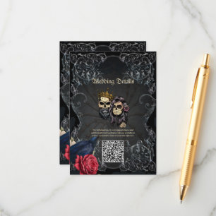 Stunning dark gothic wedding design with skulls enclosure card
