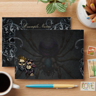 Stunning dark gothic wedding design with skulls envelope