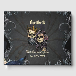 Stunning dark gothic wedding design with skulls guest book
