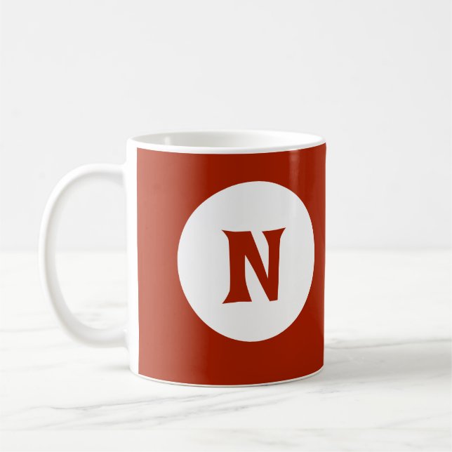 Stunning Dark Red Monogram Initial Coffee Mug (Left)