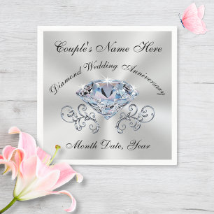 Stunning Diamond Anniversary Napkins in 3 Sizes