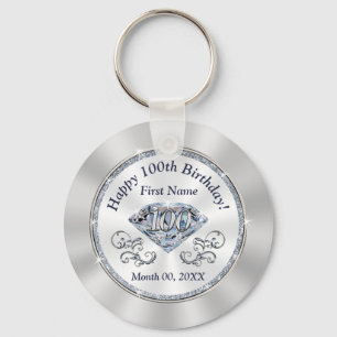 Stunning Diamond Cheap 100th Birthday Party Favour Key Ring