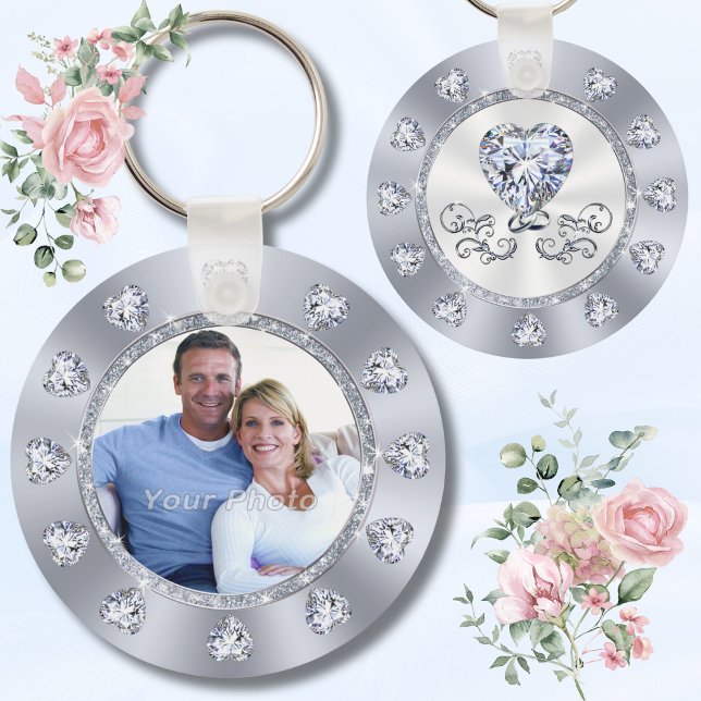 Stunning Diamond Heart Cheap, Photo Wedding Favour Key Ring (Diamond, Wedding Party Souvenirs. Photo Wedding Favors. Personalized, Best Wedding Party Favors.)