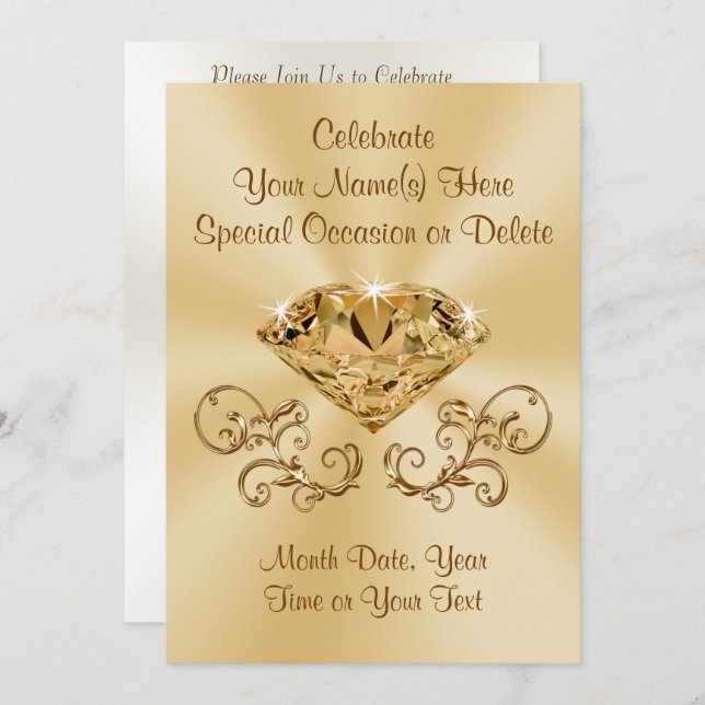 Stunning Diamond Invitations PERSONALIZED (Front/Back)