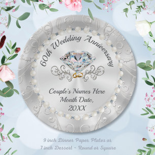 Stunning, Diamond Paper Plates, PERSONALIZED Plate