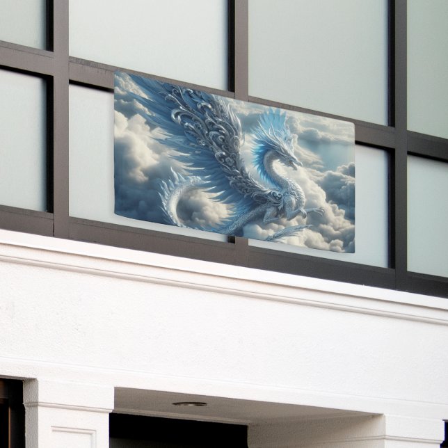 Stunning Dragon Surrounded by Clouds  Banner (Outside Building)