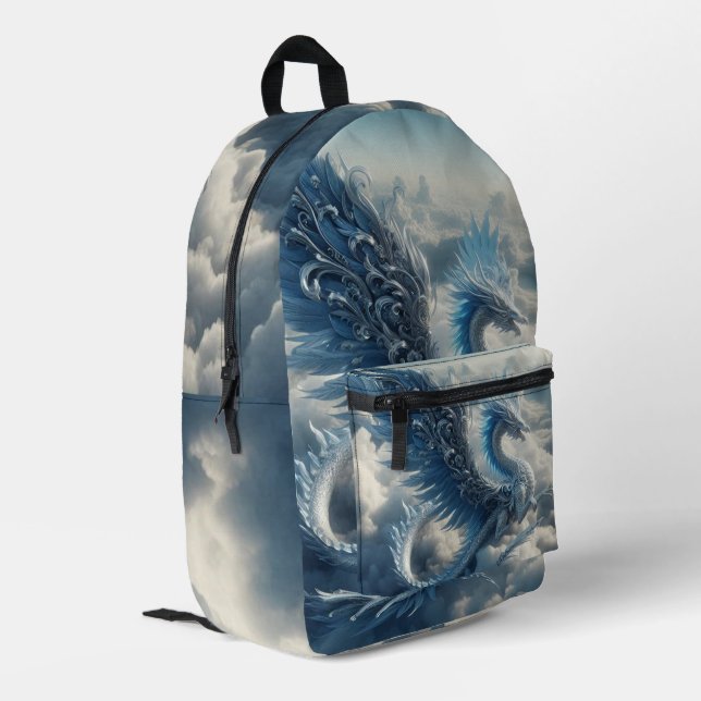 Stunning Dragon Surrounded by Clouds  Printed Backpack (Back Corner Left)