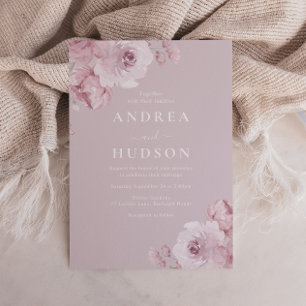 Stunning Dusty Rose & Mauve Elegant Wedding Invitation