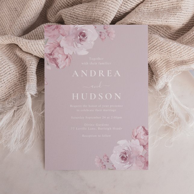 Stunning Dusty Rose & Mauve Elegant Wedding Invitation (Creator Uploaded)