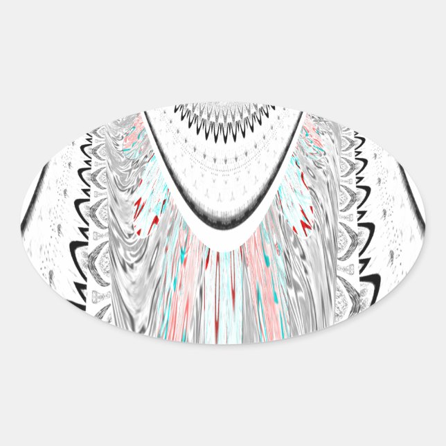 Stunning edgy soft cyan colours vector illustratio oval sticker (Front)