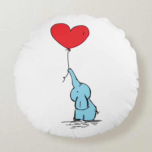 stunning elephant round pillow animal cartoon  (Front)