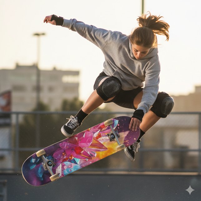 Stunning Explosion of Colour Bismuth Crystals Skateboard (Colorful Explosion of Bismuth Crystals Skateboard Cover Photo)