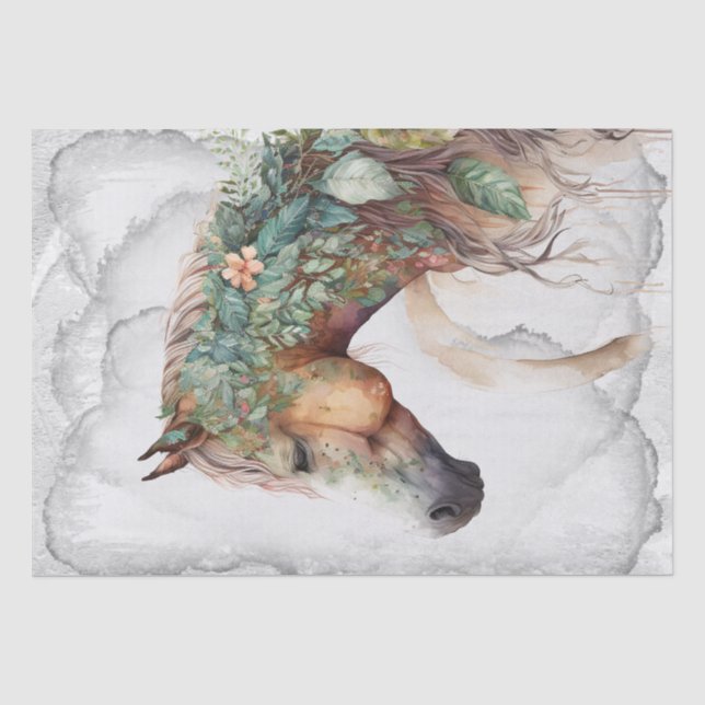 Stunning Fantasy Horse Floral Tissue Paper (Front)